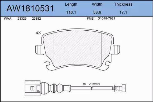 Aywiparts AW1810531 - Kit de plaquettes de frein, frein à disque cwaw.fr