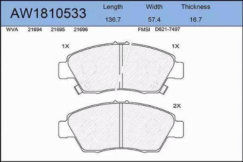 Aywiparts AW1810533 - Kit de plaquettes de frein, frein à disque cwaw.fr