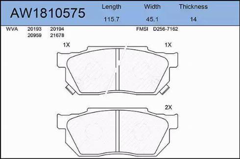 Aywiparts AW1810575 - Kit de plaquettes de frein, frein à disque cwaw.fr