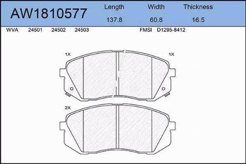 Aywiparts AW1810577 - Kit de plaquettes de frein, frein à disque cwaw.fr