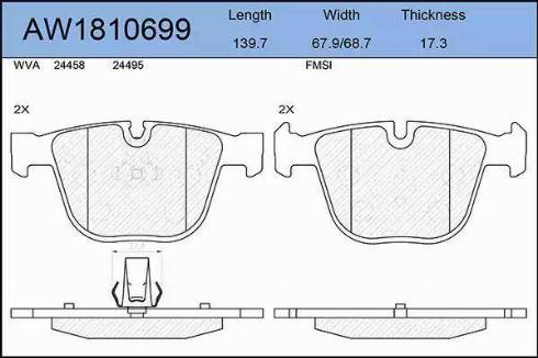 Aywiparts AW1810699 - Kit de plaquettes de frein, frein à disque cwaw.fr