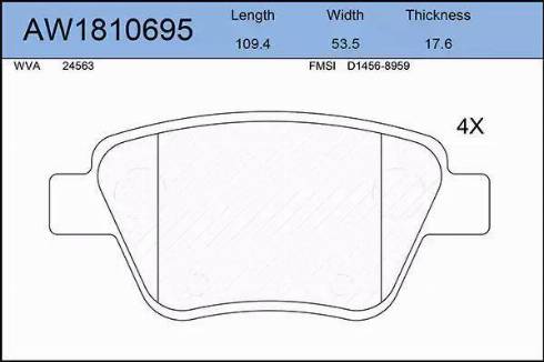 Aywiparts AW1810695 - Kit de plaquettes de frein, frein à disque cwaw.fr