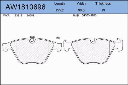 Aywiparts AW1810696 - Kit de plaquettes de frein, frein à disque cwaw.fr