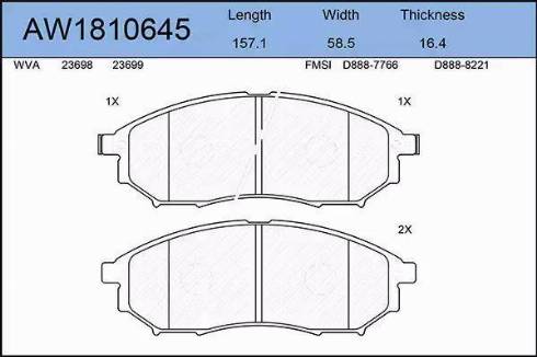 Aywiparts AW1810645 - Kit de plaquettes de frein, frein à disque cwaw.fr