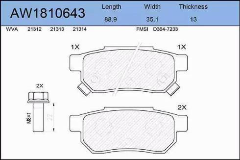 Aywiparts AW1810643 - Kit de plaquettes de frein, frein à disque cwaw.fr