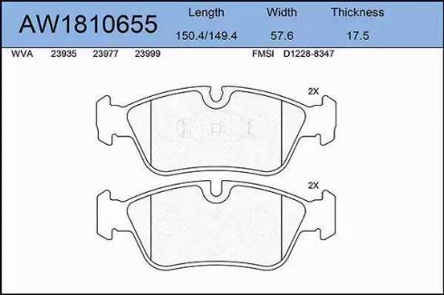 Aywiparts AW1810655 - Kit de plaquettes de frein, frein à disque cwaw.fr