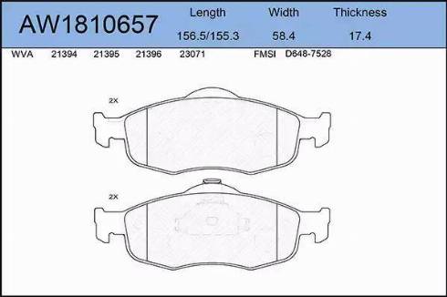 Aywiparts AW1810657 - Kit de plaquettes de frein, frein à disque cwaw.fr