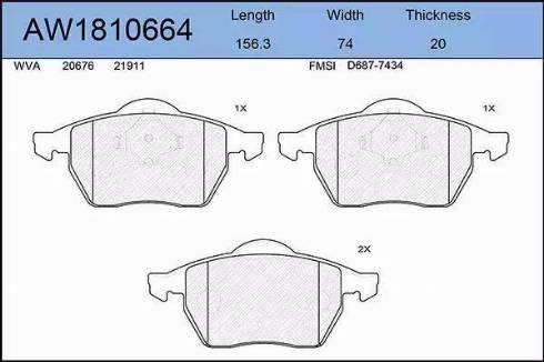 Aywiparts AW1810664 - Kit de plaquettes de frein, frein à disque cwaw.fr