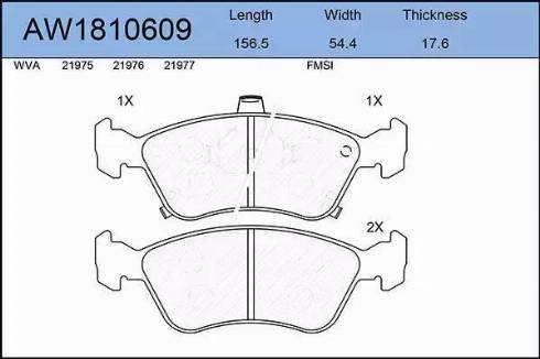 Aywiparts AW1810609 - Kit de plaquettes de frein, frein à disque cwaw.fr