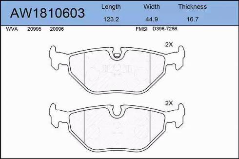 Aywiparts AW1810603 - Kit de plaquettes de frein, frein à disque cwaw.fr