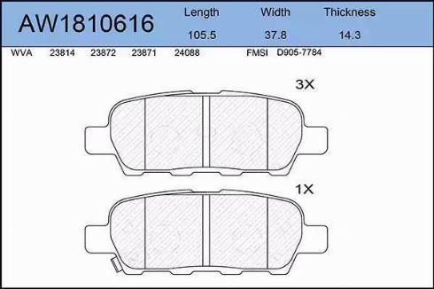 Aywiparts AW1810616 - Kit de plaquettes de frein, frein à disque cwaw.fr