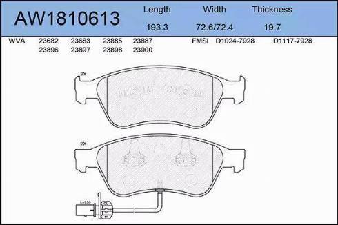 Aywiparts AW1810613 - Kit de plaquettes de frein, frein à disque cwaw.fr