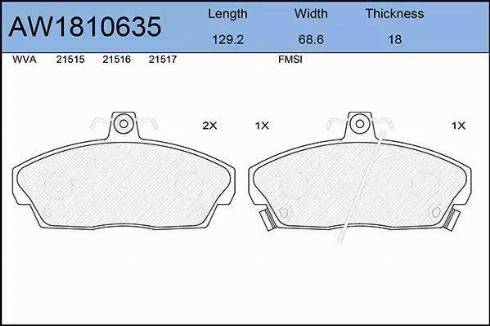 Aywiparts AW1810635 - Kit de plaquettes de frein, frein à disque cwaw.fr