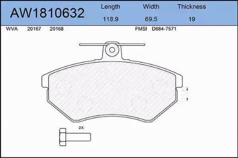 Aywiparts AW1810632 - Kit de plaquettes de frein, frein à disque cwaw.fr