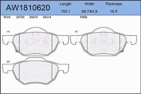 Aywiparts AW1810620 - Kit de plaquettes de frein, frein à disque cwaw.fr