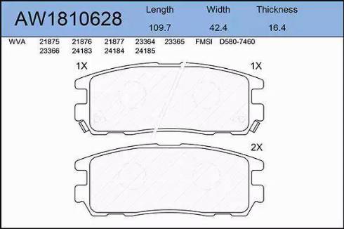 Aywiparts AW1810628 - Kit de plaquettes de frein, frein à disque cwaw.fr