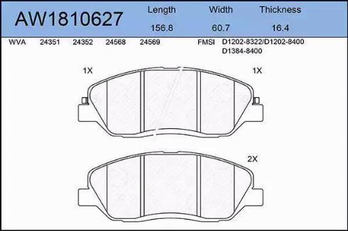 Aywiparts AW1810627 - Kit de plaquettes de frein, frein à disque cwaw.fr