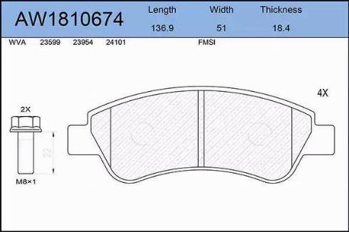 Aywiparts AW1810674 - Kit de plaquettes de frein, frein à disque cwaw.fr