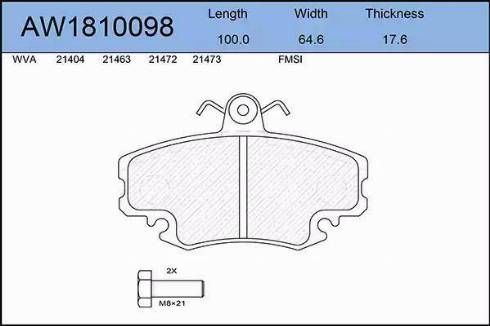 Aywiparts AW1810098 - Kit de plaquettes de frein, frein à disque cwaw.fr