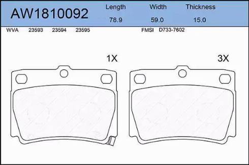 Aywiparts AW1810092 - Kit de plaquettes de frein, frein à disque cwaw.fr