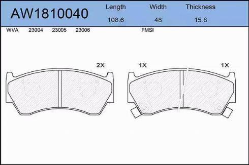 Aywiparts AW1810040 - Kit de plaquettes de frein, frein à disque cwaw.fr