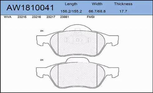 Aywiparts AW1810041 - Kit de plaquettes de frein, frein à disque cwaw.fr