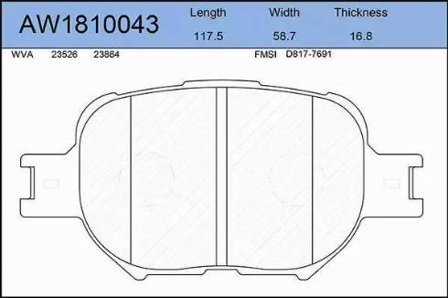 Aywiparts AW1810043 - Kit de plaquettes de frein, frein à disque cwaw.fr