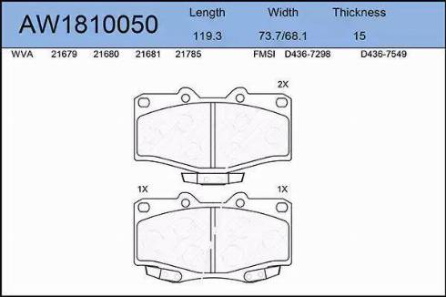 Aywiparts AW1810050 - Kit de plaquettes de frein, frein à disque cwaw.fr