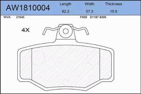 Aywiparts AW1810004 - Kit de plaquettes de frein, frein à disque cwaw.fr