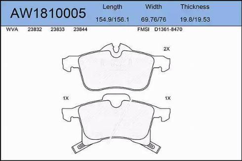 Aywiparts AW1810005 - Kit de plaquettes de frein, frein à disque cwaw.fr