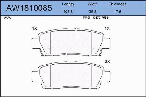 Aywiparts AW1810085 - Kit de plaquettes de frein, frein à disque cwaw.fr