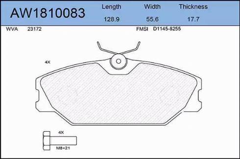 Aywiparts AW1810083 - Kit de plaquettes de frein, frein à disque cwaw.fr