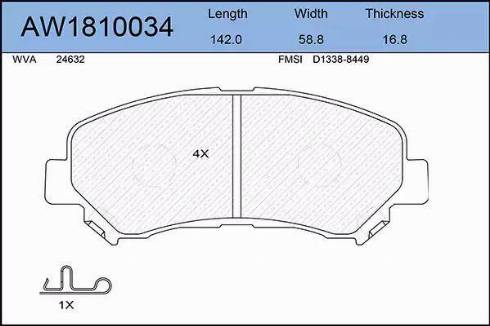 Aywiparts AW1810034 - Kit de plaquettes de frein, frein à disque cwaw.fr