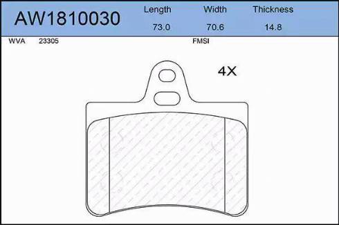 Aywiparts AW1810030 - Kit de plaquettes de frein, frein à disque cwaw.fr