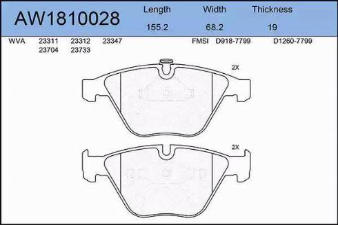 Aywiparts AW1810028 - Kit de plaquettes de frein, frein à disque cwaw.fr