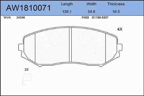 Aywiparts AW1810071 - Kit de plaquettes de frein, frein à disque cwaw.fr