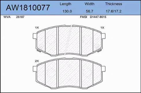 Aywiparts AW1810077 - Kit de plaquettes de frein, frein à disque cwaw.fr