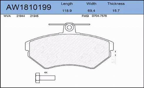 Aywiparts AW1810199 - Kit de plaquettes de frein, frein à disque cwaw.fr