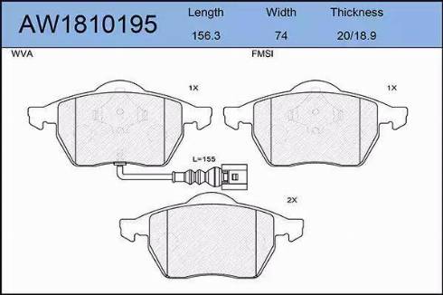 Aywiparts AW1810195 - Kit de plaquettes de frein, frein à disque cwaw.fr