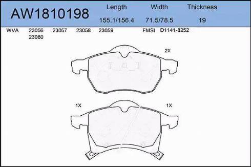 Aywiparts AW1810198 - Kit de plaquettes de frein, frein à disque cwaw.fr