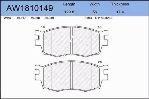 Aywiparts AW1810149 - Kit de plaquettes de frein, frein à disque cwaw.fr