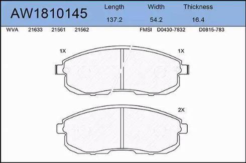 Aywiparts AW1810145 - Kit de plaquettes de frein, frein à disque cwaw.fr