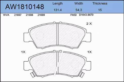 Aywiparts AW1810148 - Kit de plaquettes de frein, frein à disque cwaw.fr