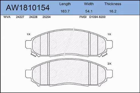 Aywiparts AW1810154 - Kit de plaquettes de frein, frein à disque cwaw.fr