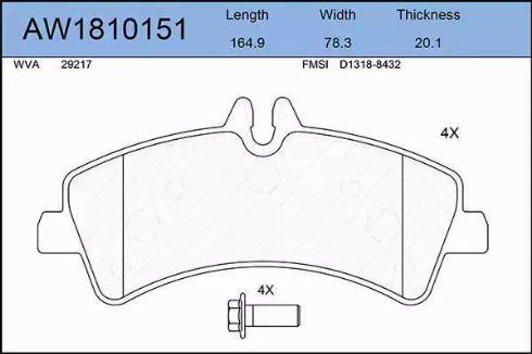 Aywiparts AW1810151 - Kit de plaquettes de frein, frein à disque cwaw.fr