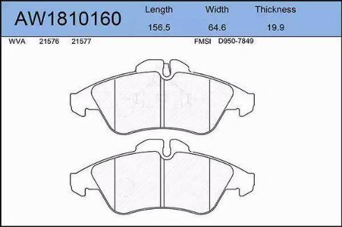 Aywiparts AW1810160 - Kit de plaquettes de frein, frein à disque cwaw.fr