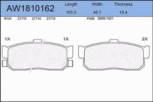 Aywiparts AW1810162 - Kit de plaquettes de frein, frein à disque cwaw.fr