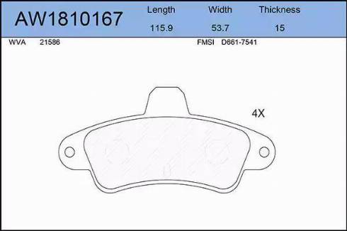 Aywiparts AW1810167 - Kit de plaquettes de frein, frein à disque cwaw.fr