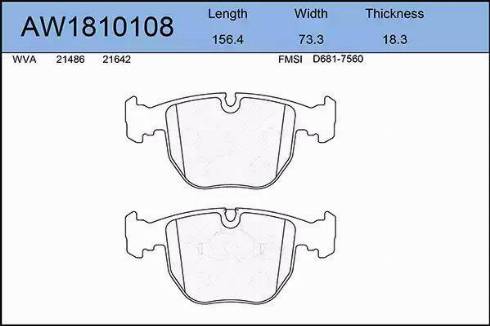 Aywiparts AW1810108 - Kit de plaquettes de frein, frein à disque cwaw.fr