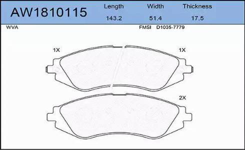 Aywiparts AW1810115 - Kit de plaquettes de frein, frein à disque cwaw.fr